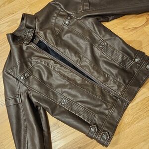 Men's Brown Vegan Leather Jacket. WORN ONCE